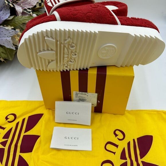 Men’s Gucci X Adidas, GG monogram, limited edition slides size 8, made in Italy - Picture 5 of 8